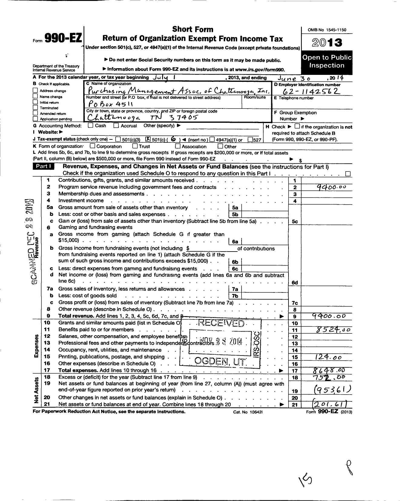 Image of first page of 2013 Form 990EO for Institute for Supply Managements David Carroll