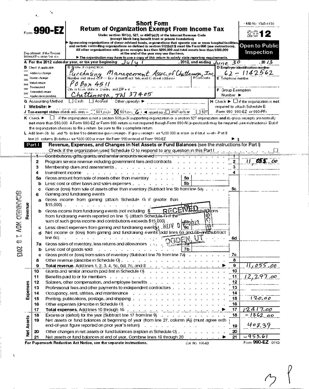 Image of first page of 2012 Form 990EO for Institute for Supply Managements David Carroll