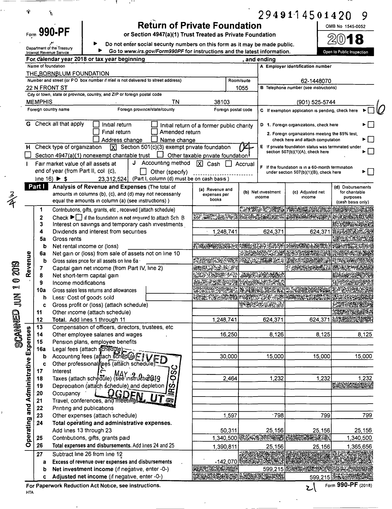 Image of first page of 2018 Form 990PF for Bornblum Jewish Community School