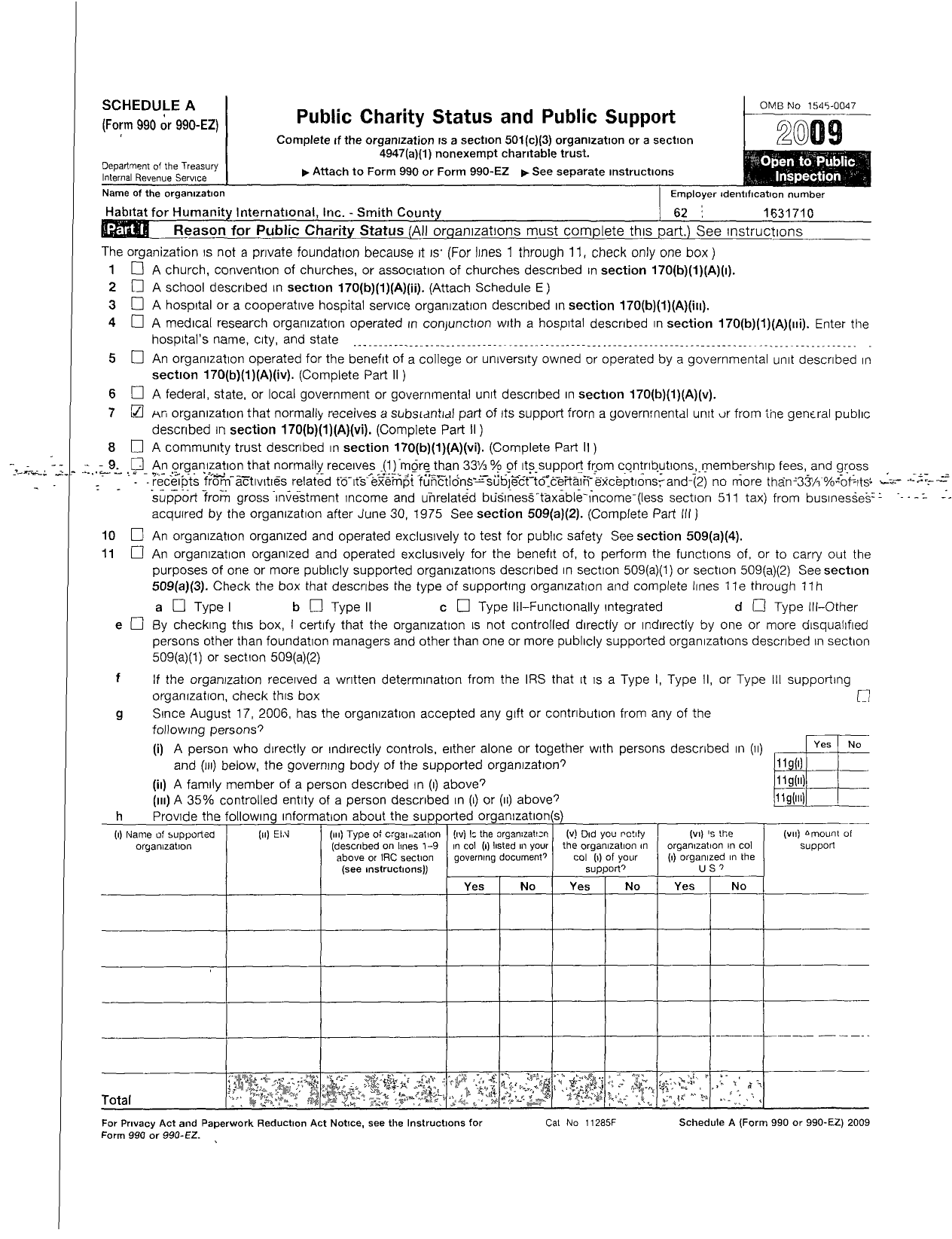 Image of first page of 2008 Form 990ER for Habitat for Humanity - Smith County