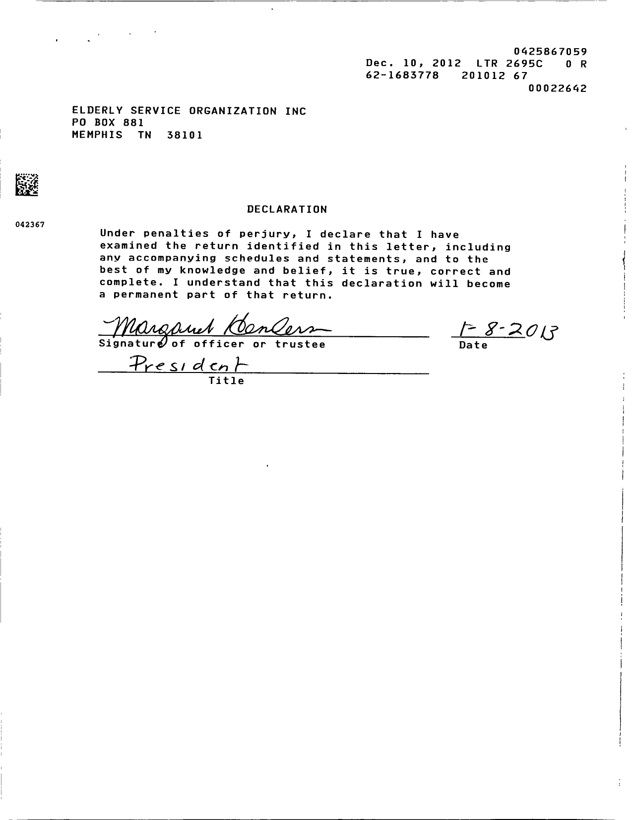 Image of first page of 2010 Form 990ER for Elderly Service Organization