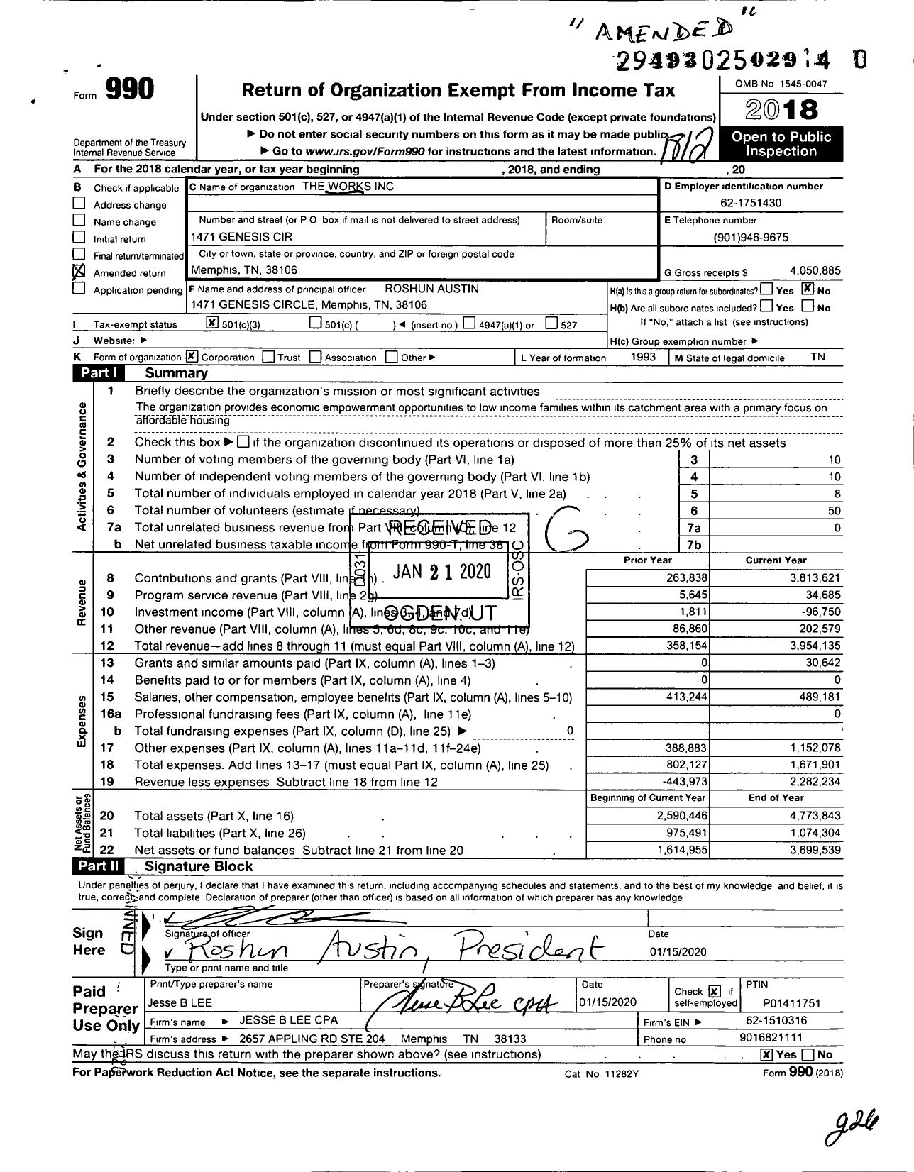 Image of first page of 2018 Form 990 for The Works