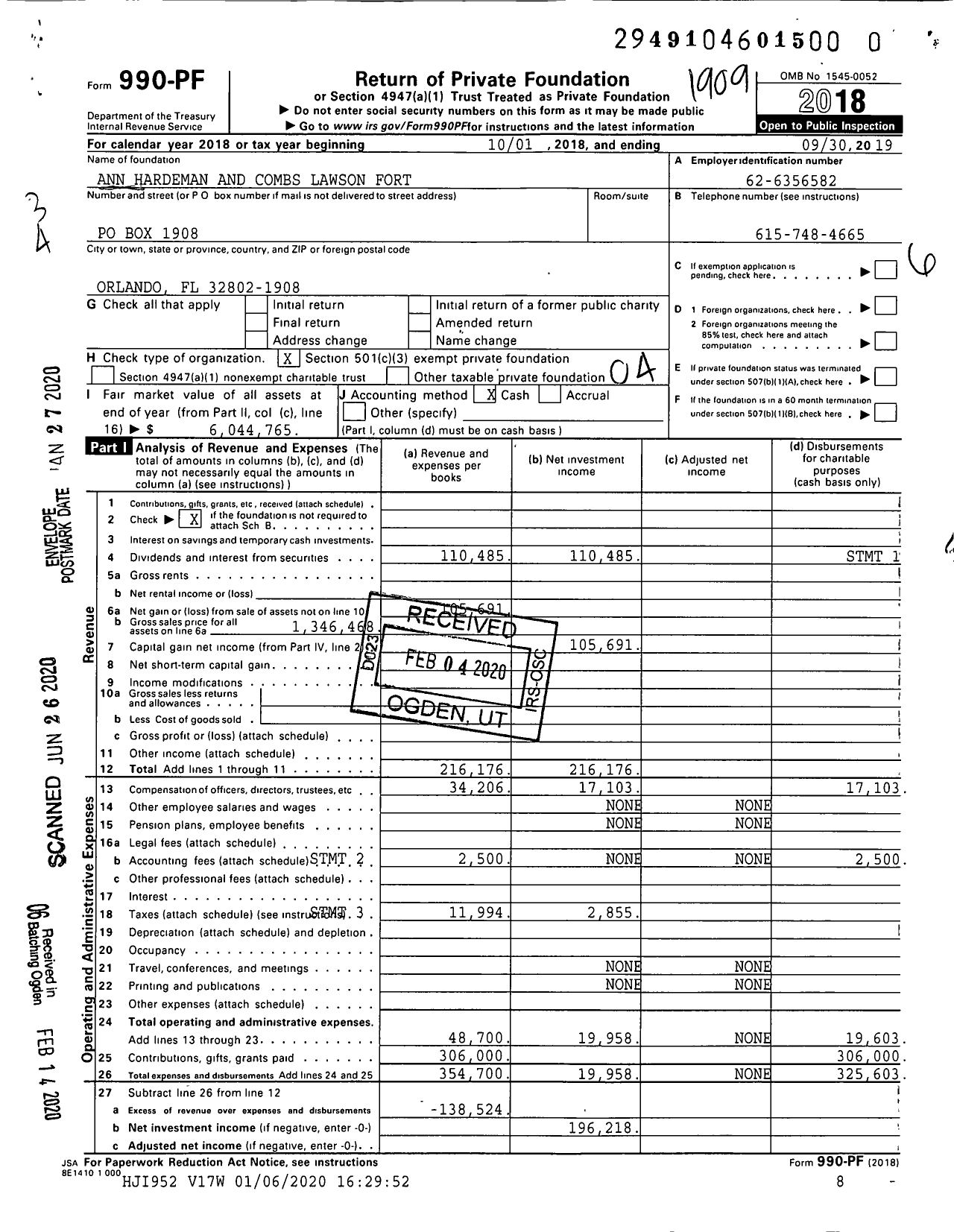 Image of first page of 2018 Form 990PR for Fort Foundation TCH