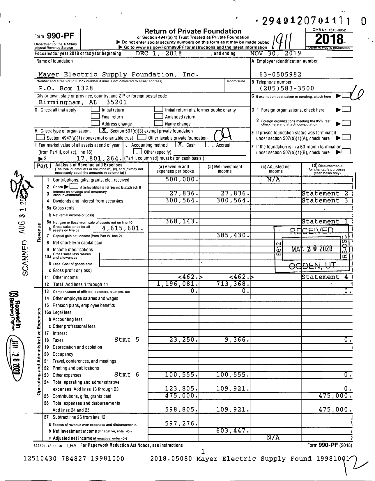 Image of first page of 2018 Form 990PR for Collat Family Foundation