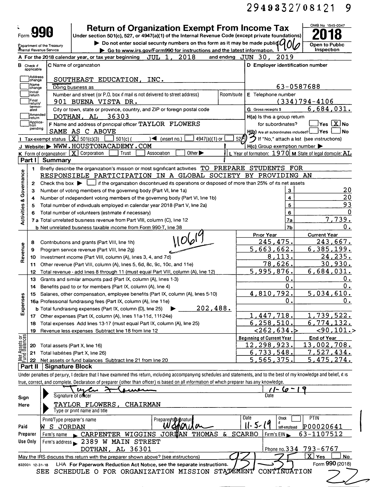Image of first page of 2018 Form 990 for Southeast Education