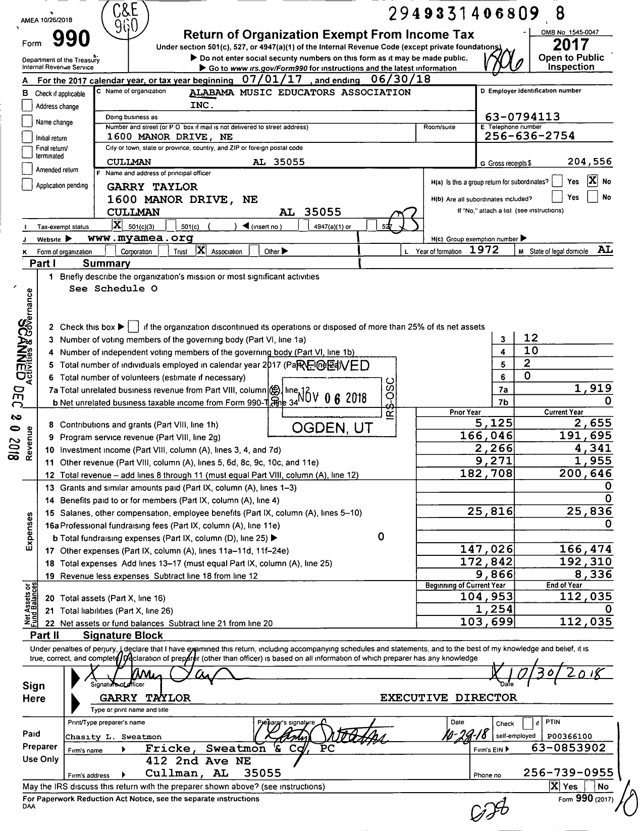 Image of first page of 2017 Form 990 for Alabama Music Educators Association