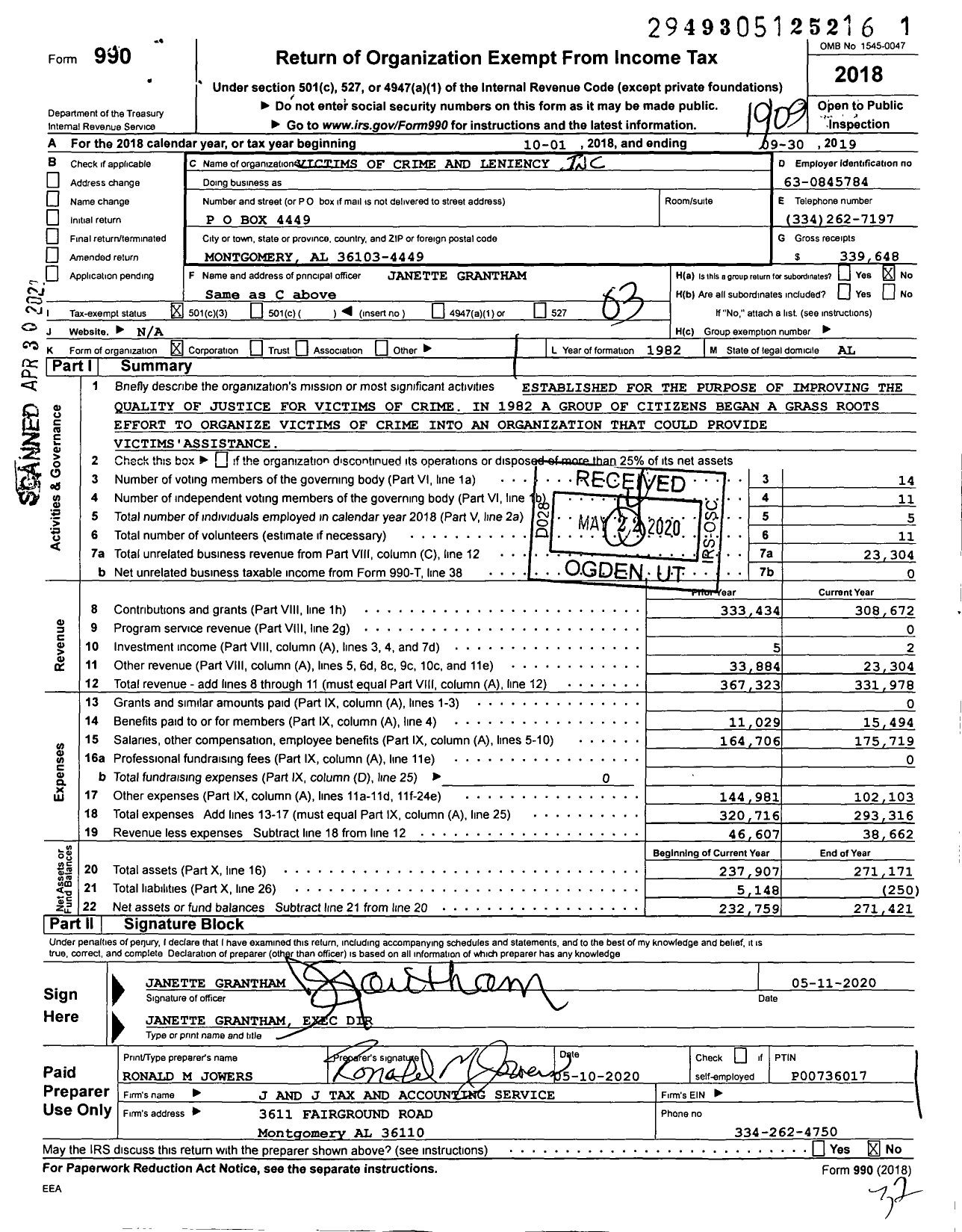 Image of first page of 2018 Form 990 for Angel House-Vocal