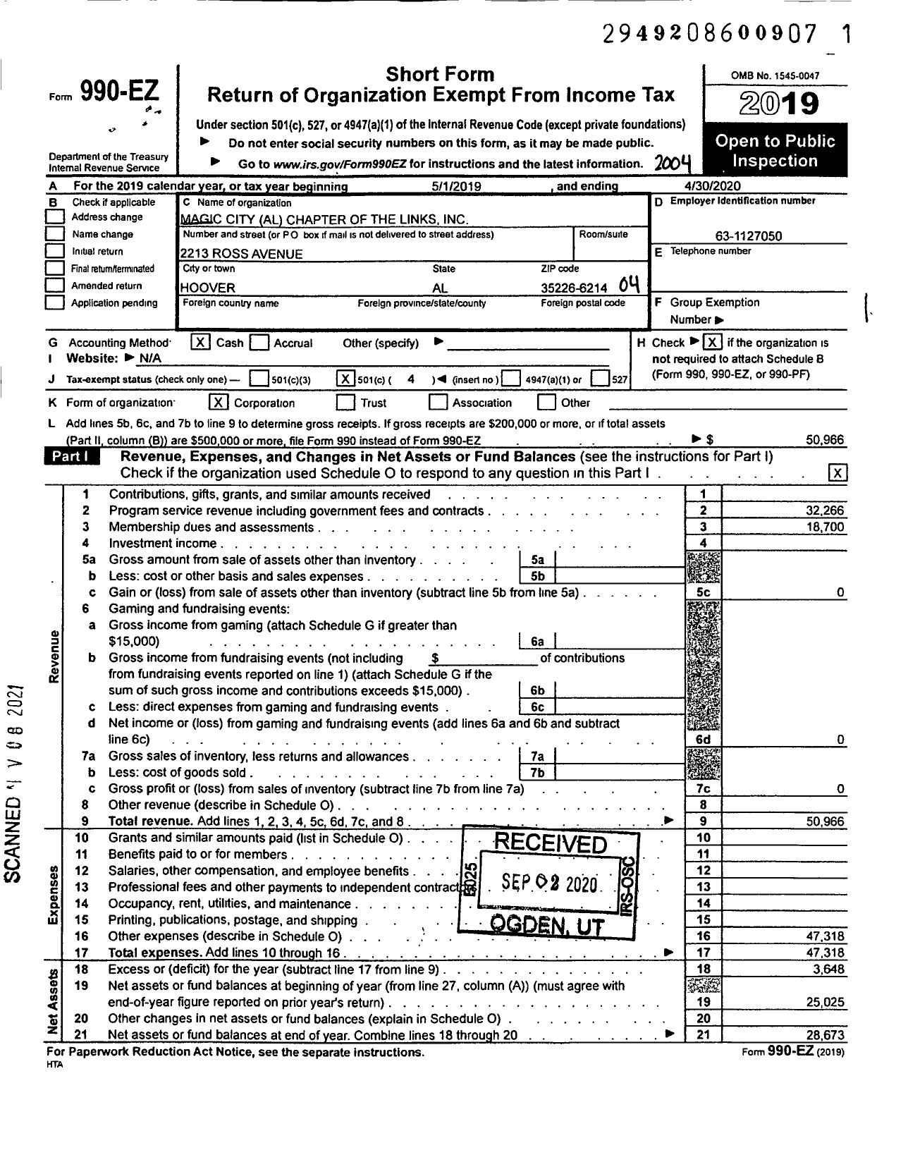 Image of first page of 2019 Form 990EO for Magic City