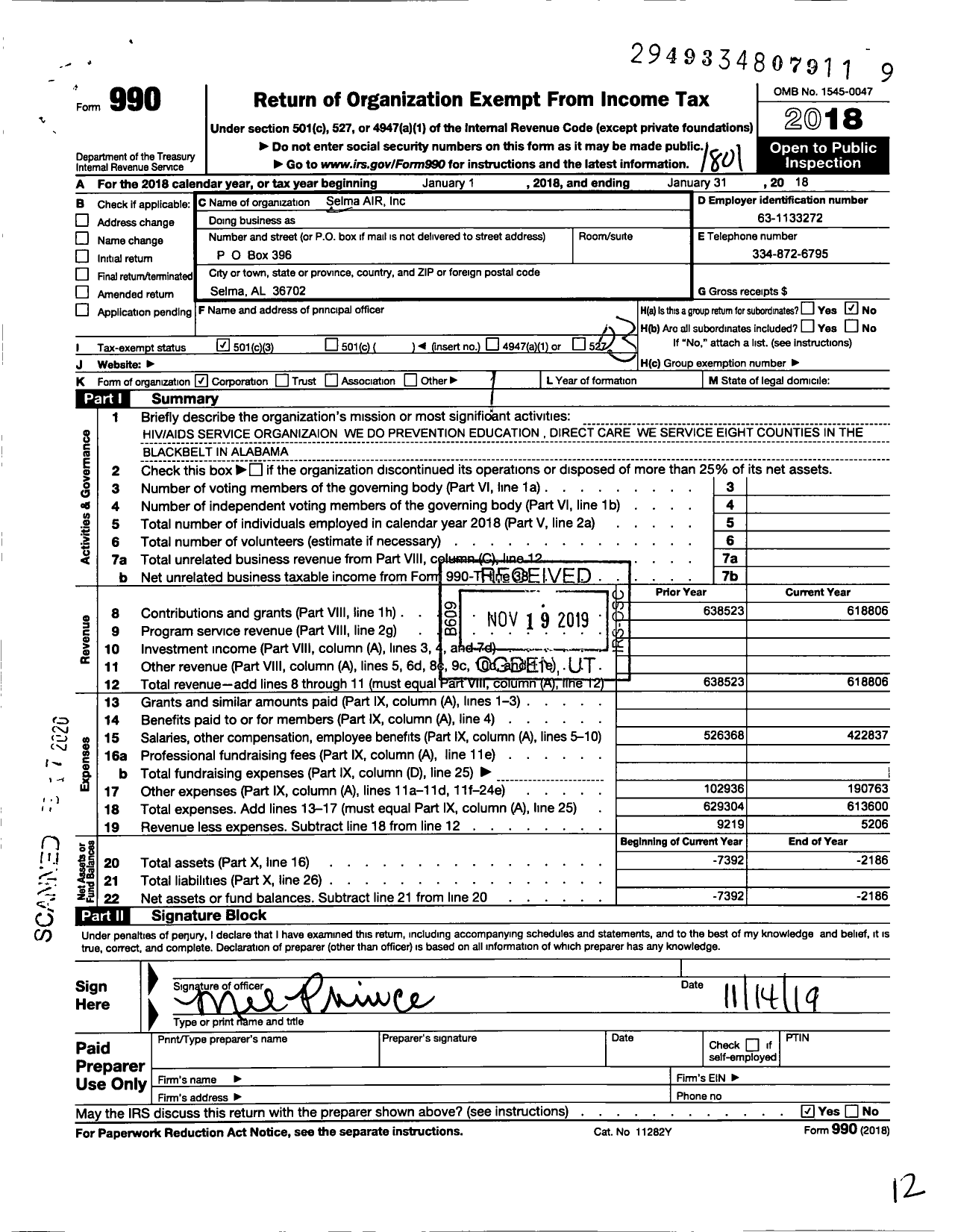 Image of first page of 2017 Form 990 for Selma Air