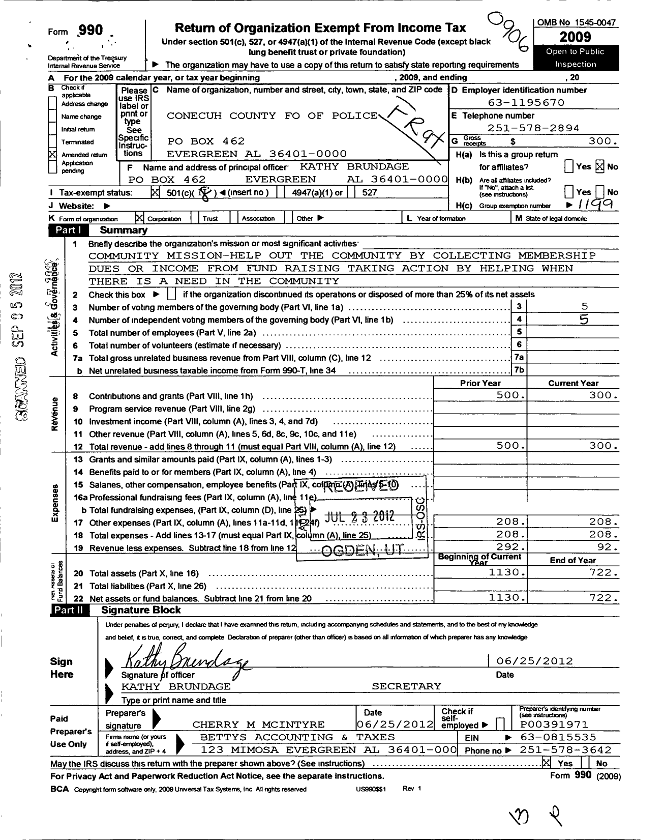 Image of first page of 2008 Form 990O for Fraternal Order of Police