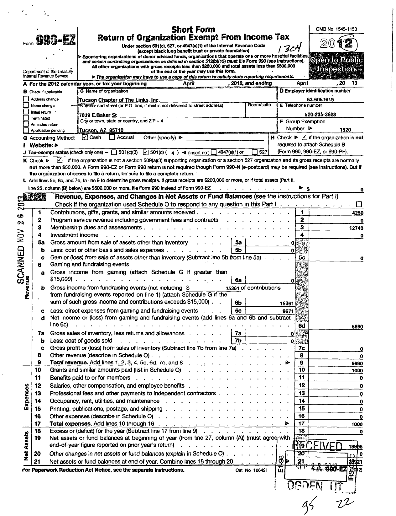 Image of first page of 2012 Form 990EO for Omega Psi Phi Fraternity / 563 Rho Alpha District 7