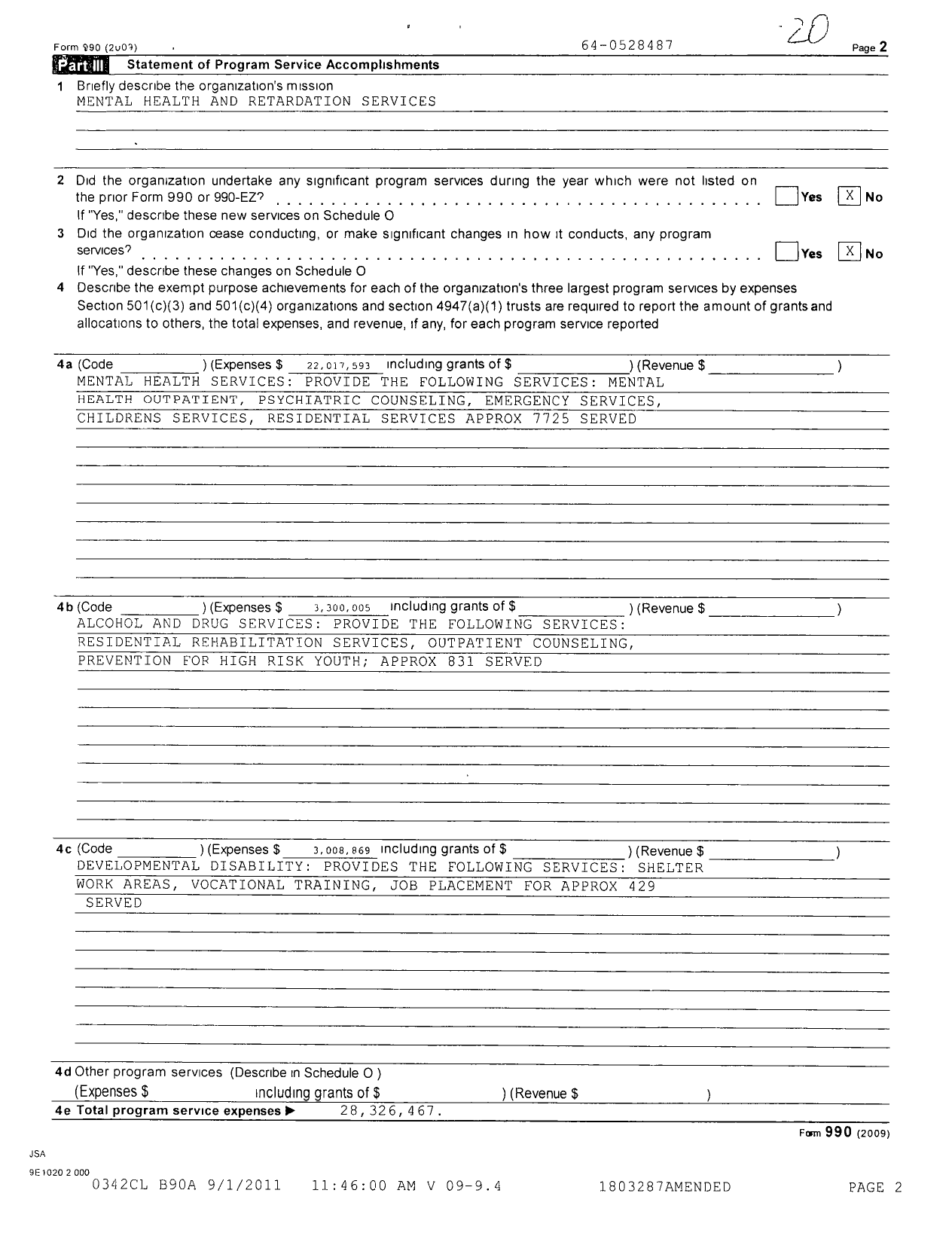Image of first page of 2009 Form 990R for Region Xii Commission on Mental Health and Retardation