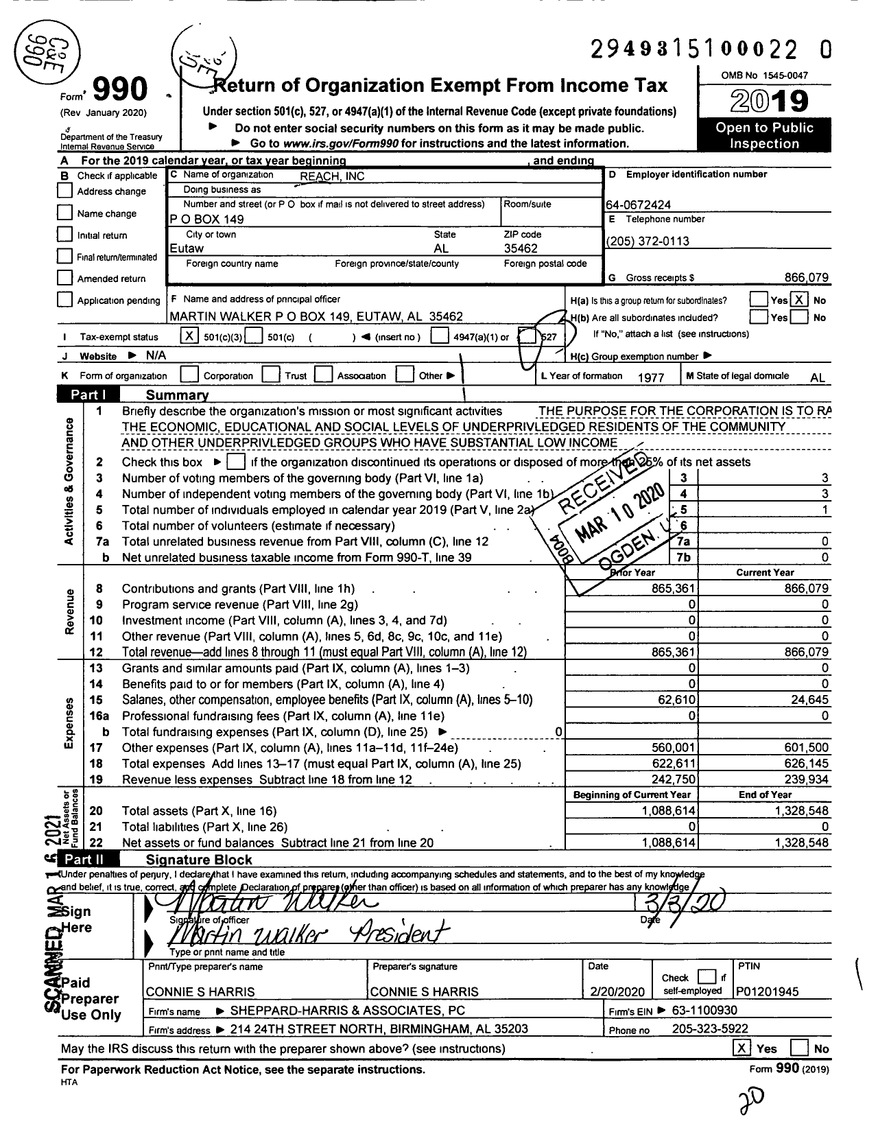 Image of first page of 2019 Form 990 for Reach