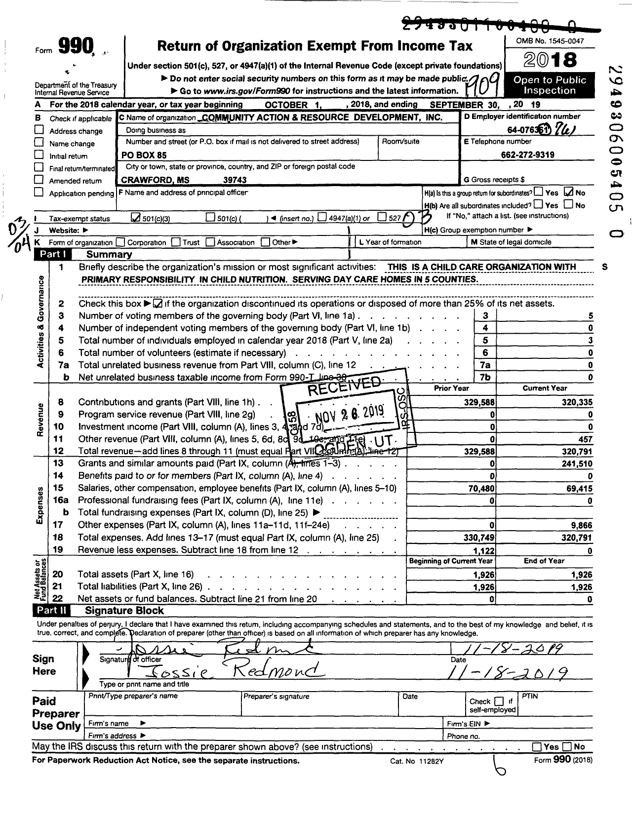 Image of first page of 2018 Form 990 for Jun 21 1988