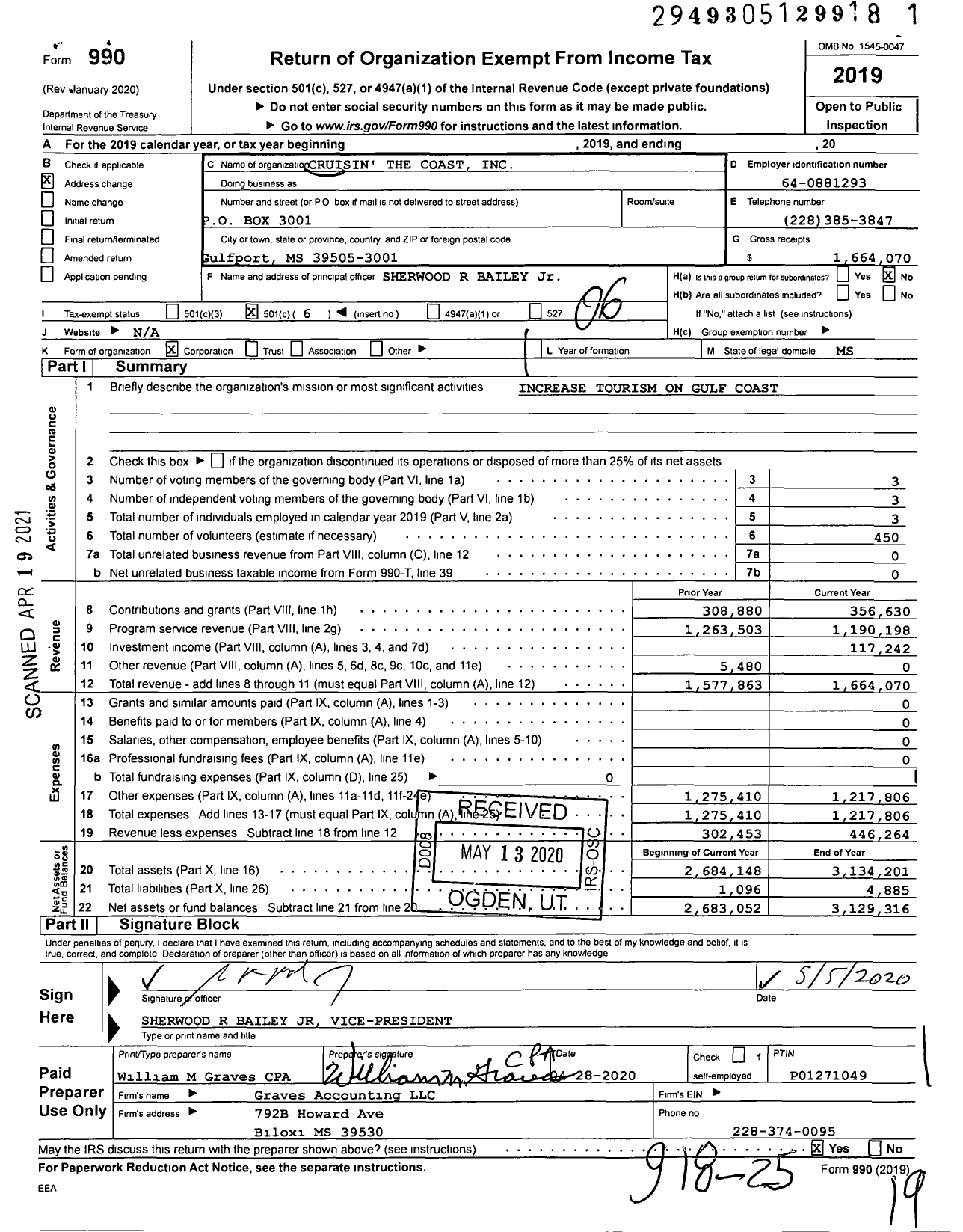 Image of first page of 2019 Form 990O for Cruisin the Coast (CTC)