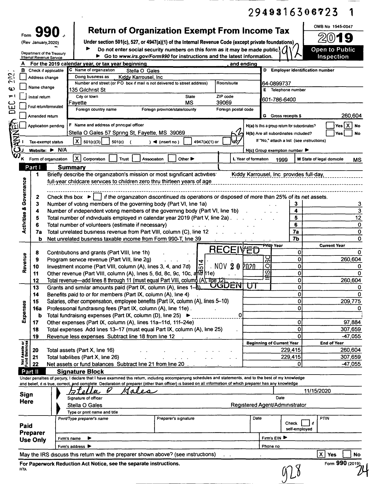 Image of first page of 2019 Form 990 for Kiddy Karrousel