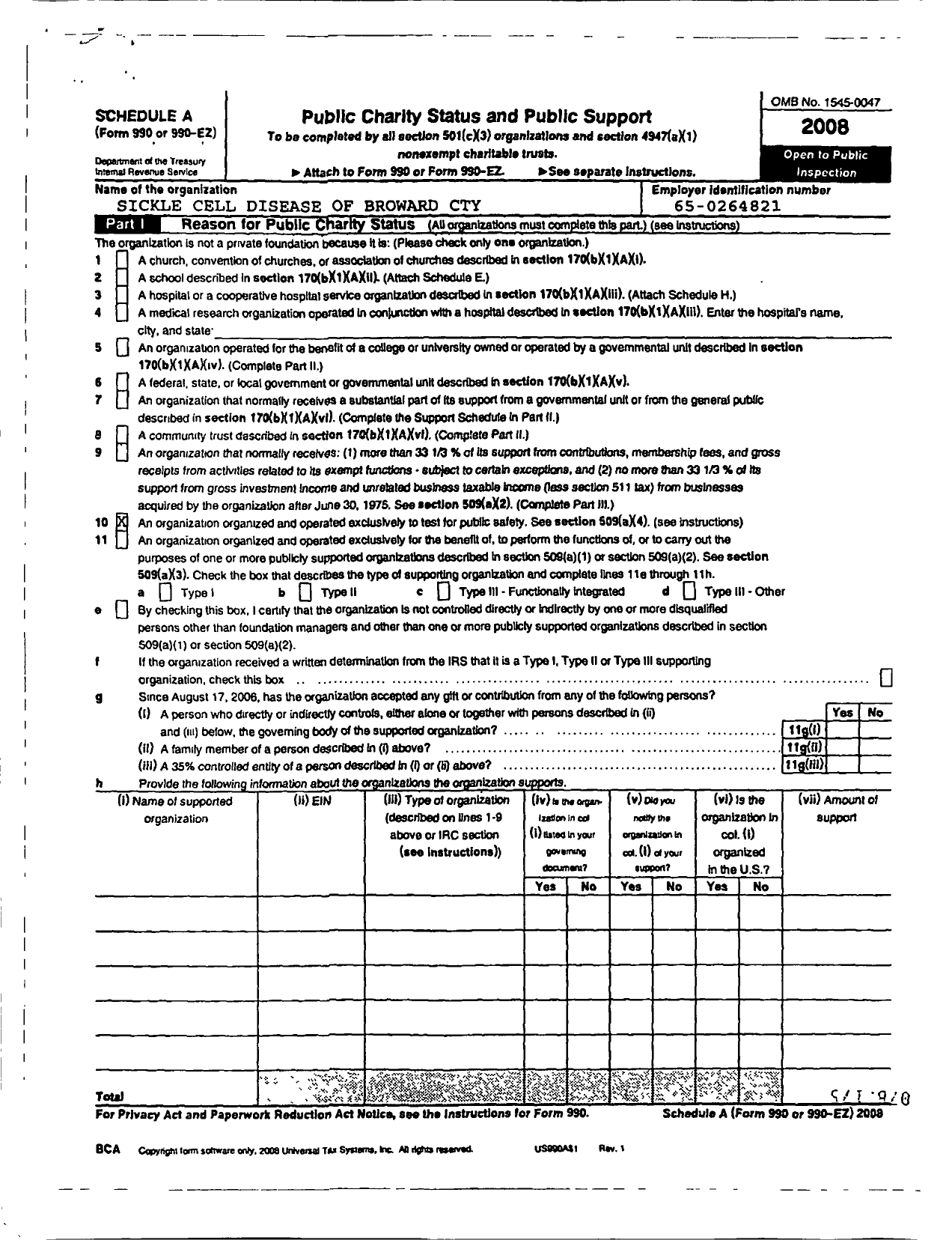 Image of first page of 2008 Form 990R for Sickle Cell Disease Association of Broward County