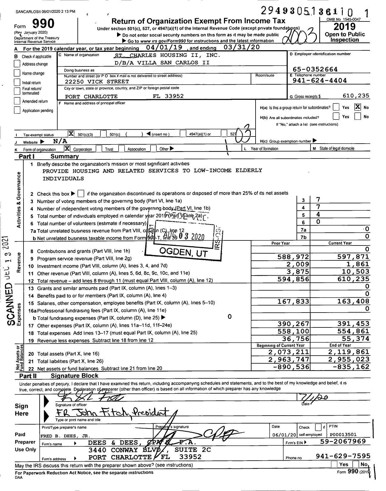 Image of first page of 2019 Form 990 for Villa San Carlos Ii