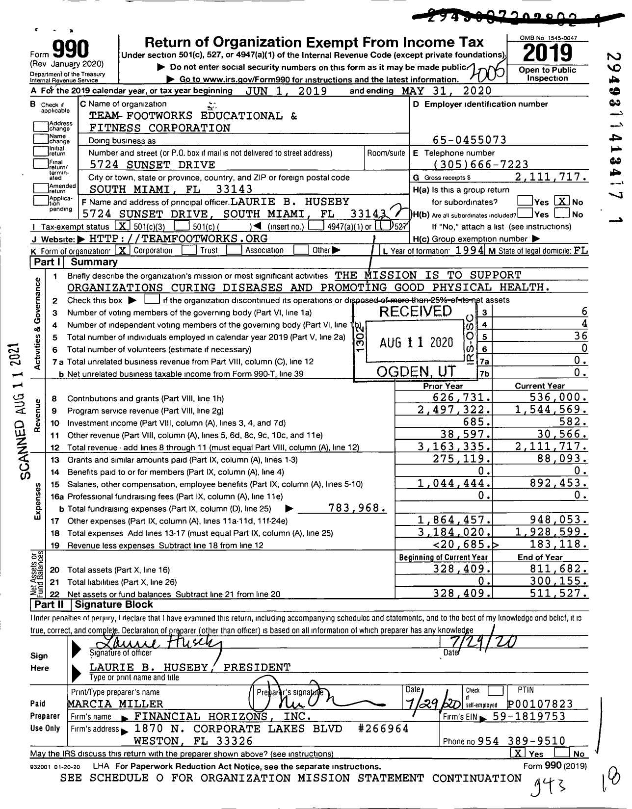 Image of first page of 2019 Form 990 for TeamFootWorks