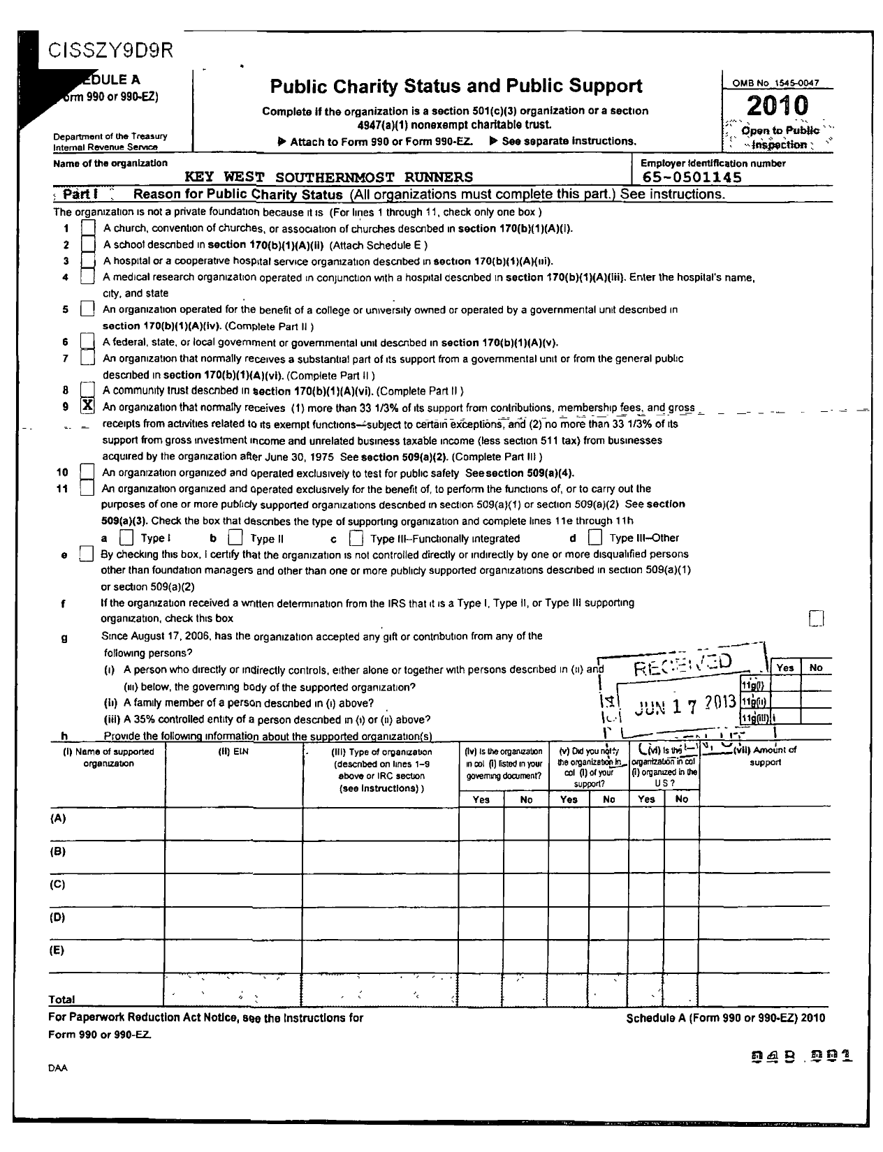 Image of first page of 2010 Form 990ER for Road Runners Club of America