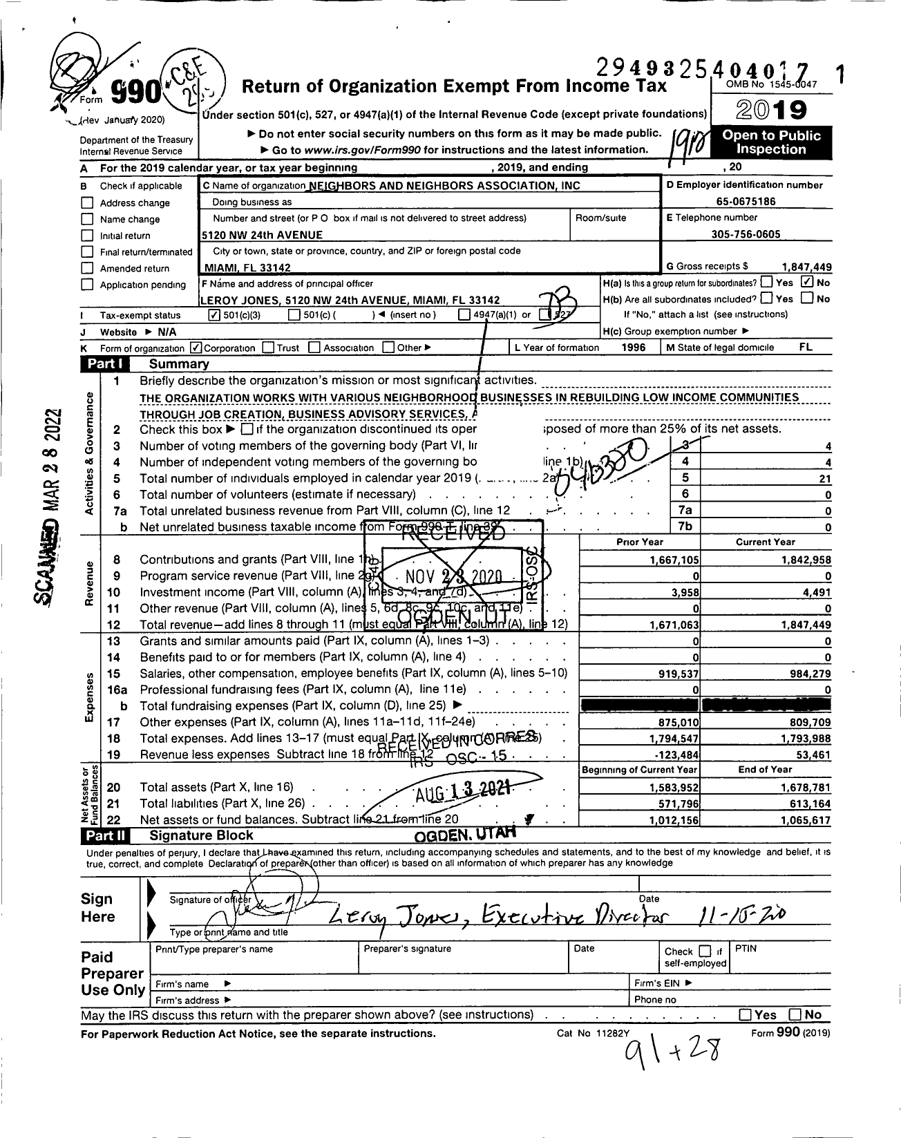 Image of first page of 2019 Form 990 for Neighbors and Neighbors Association
