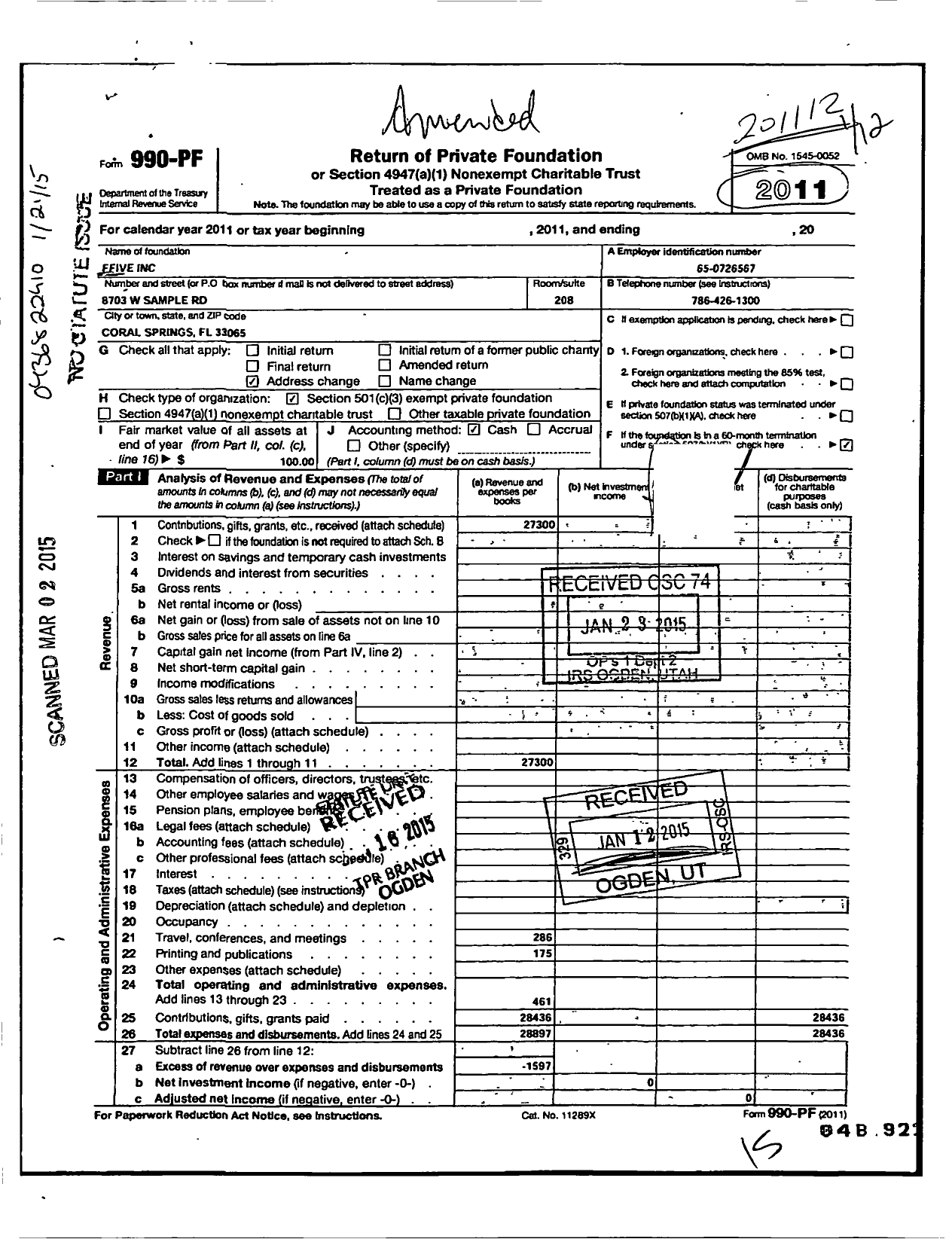 Image of first page of 2011 Form 990PF for Alliance for Community Enrichment