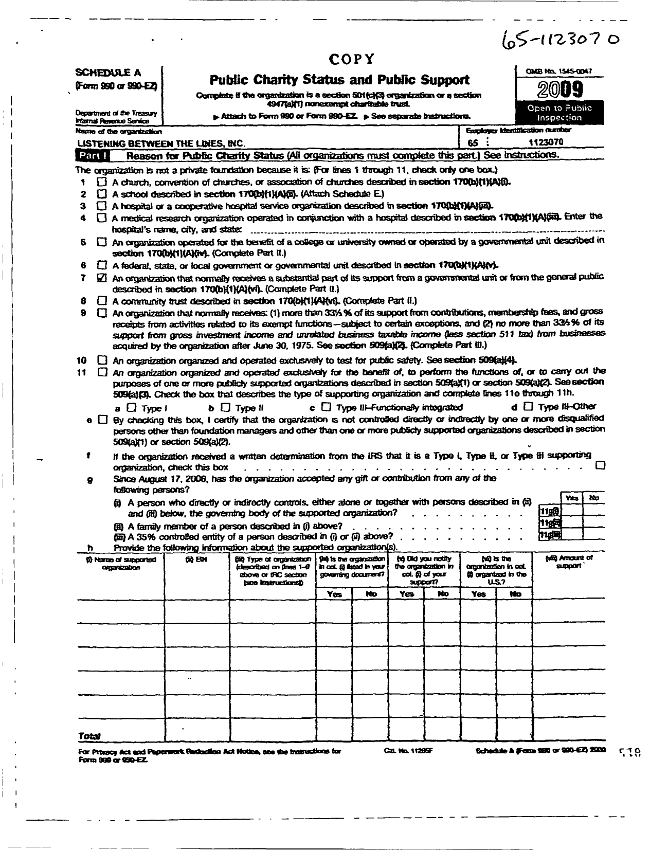 Image of first page of 2008 Form 990EOR for Listening Between the Lines