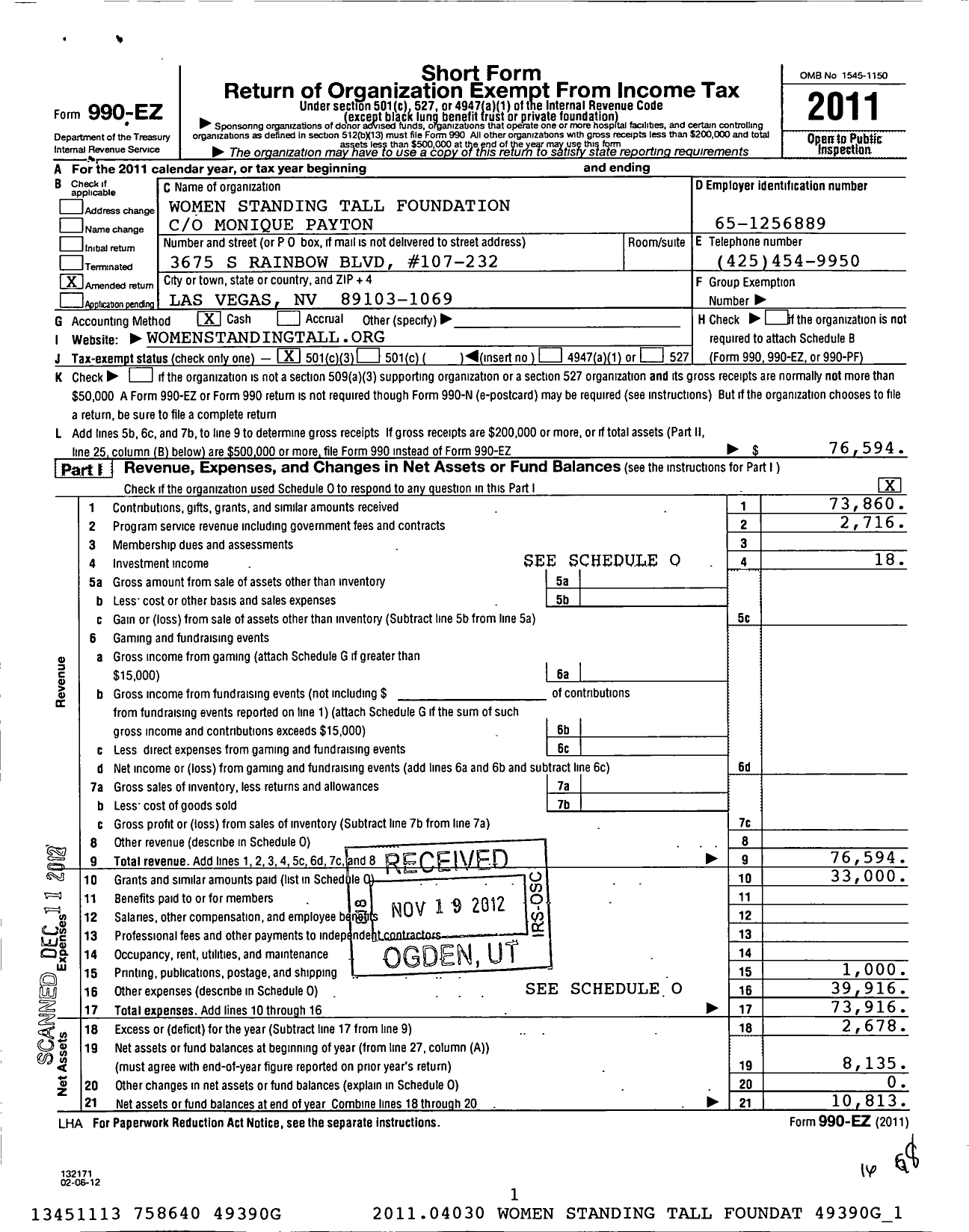 Image of first page of 2011 Form 990EZ for United Foresight Group Virginia Bethea