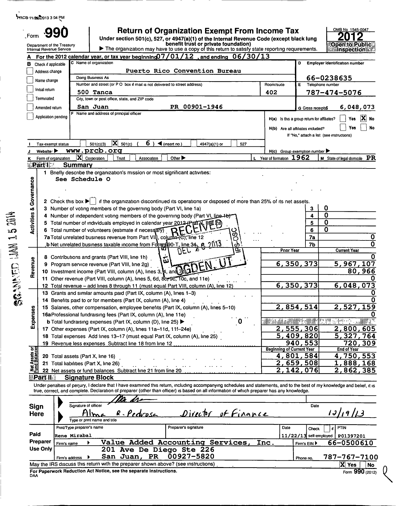 Image of first page of 2012 Form 990O for Meet Puerto Rico