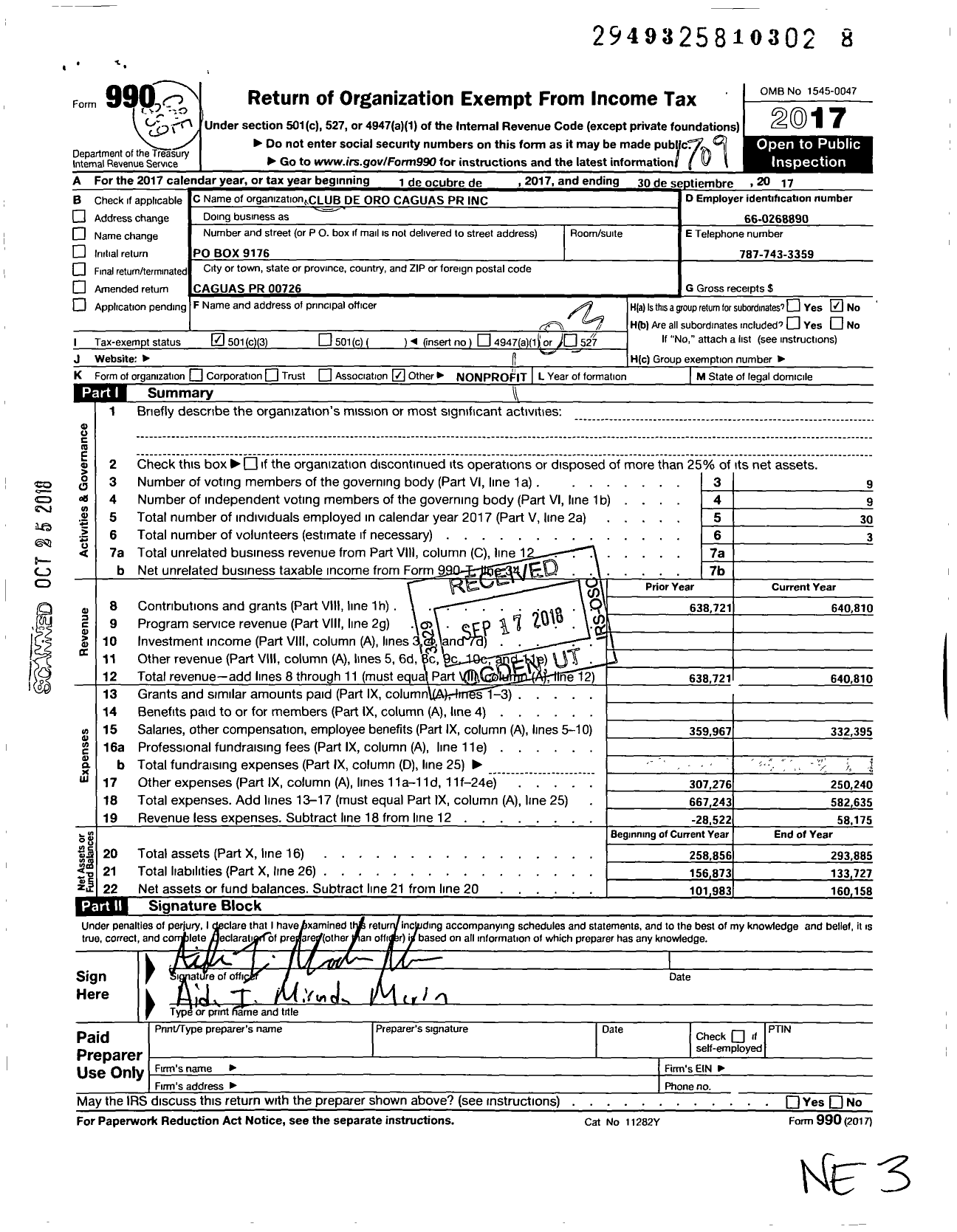 Image of first page of 2016 Form 990 for Club de Oro Caguas PR