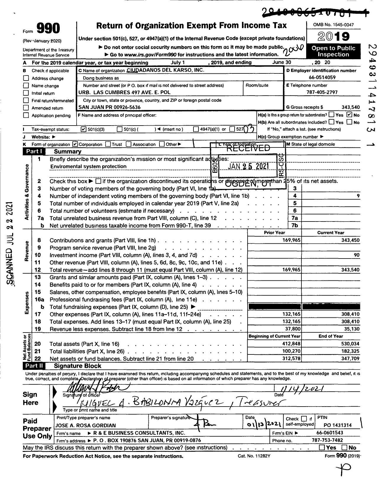 Image of first page of 2019 Form 990 for Ciudadanos Del Karso