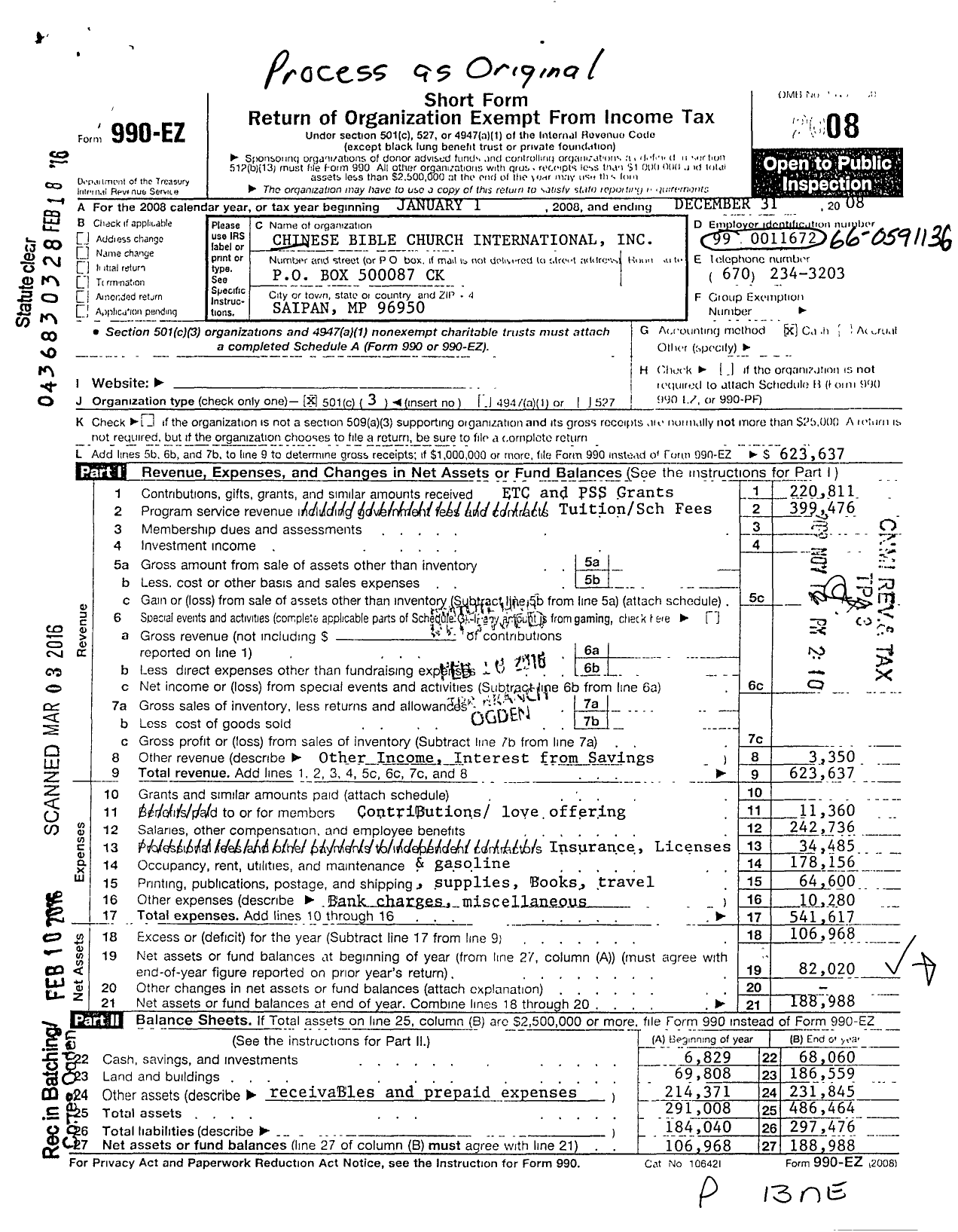 Image of first page of 2008 Form 990EZ for Eucon International University