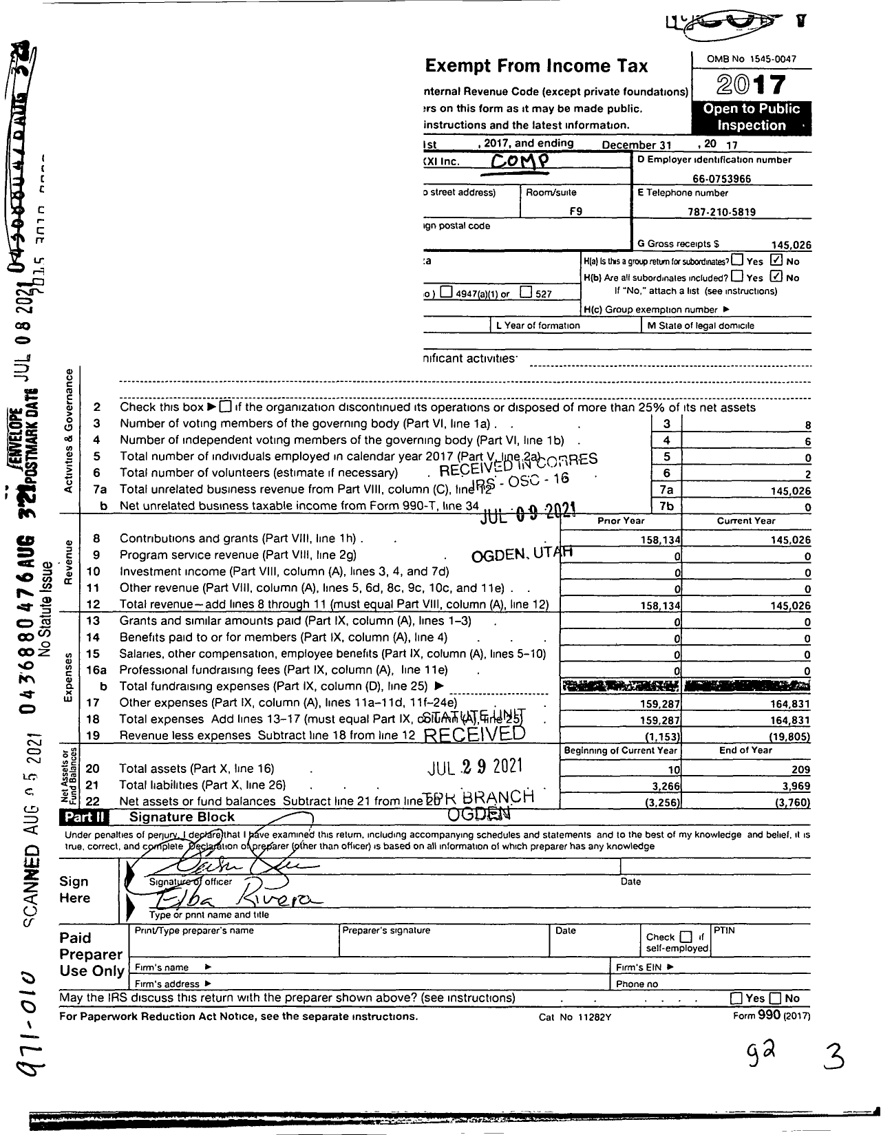 Image of first page of 2017 Form 990A for Compania de Danza Siglo Xxi
