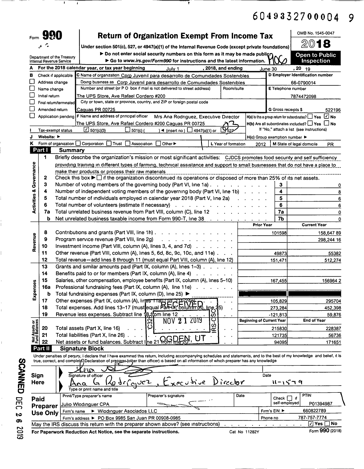 Image of first page of 2018 Form 990 for Agroinnova