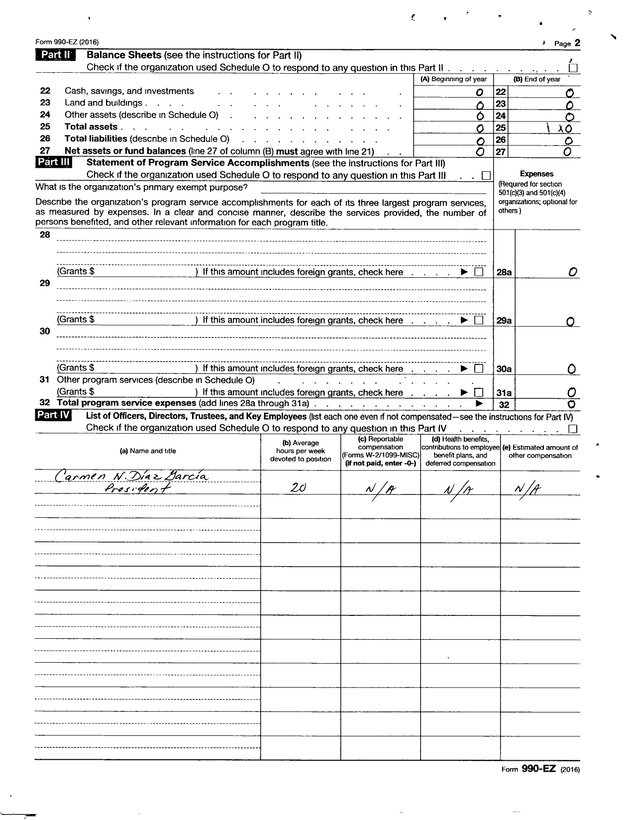 Image of first page of 2016 Form 990ER for Community Development Corporation