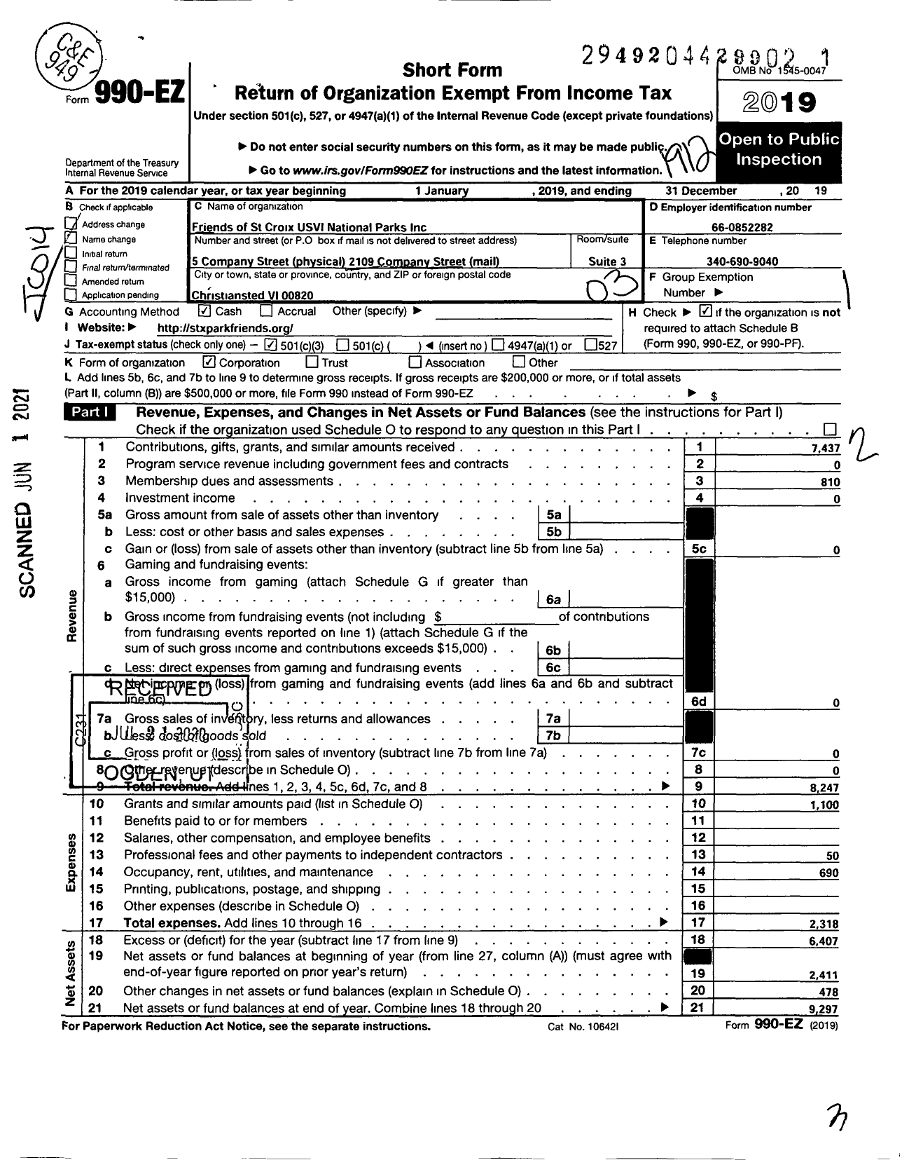 Image of first page of 2019 Form 990EZ for National Panks