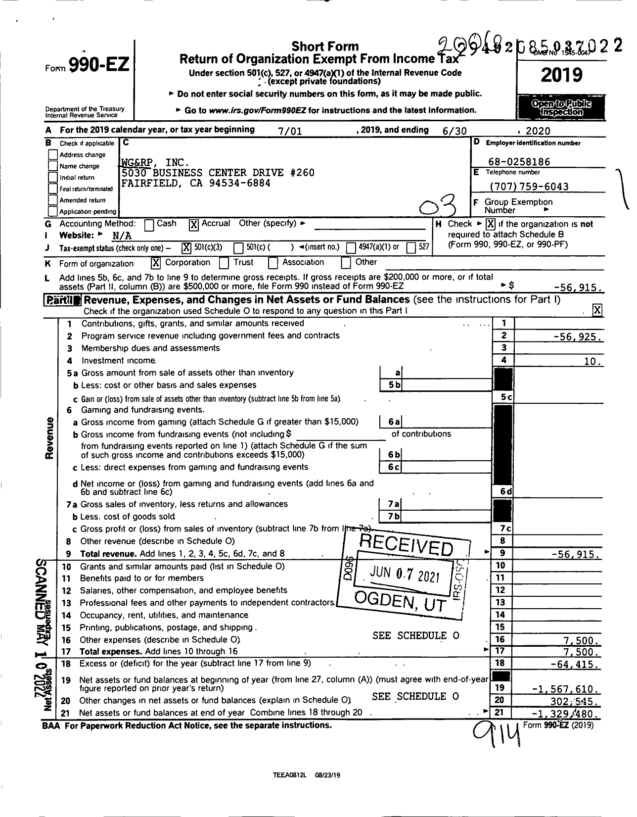 Image of first page of 2019 Form 990EZ for Wgandrp
