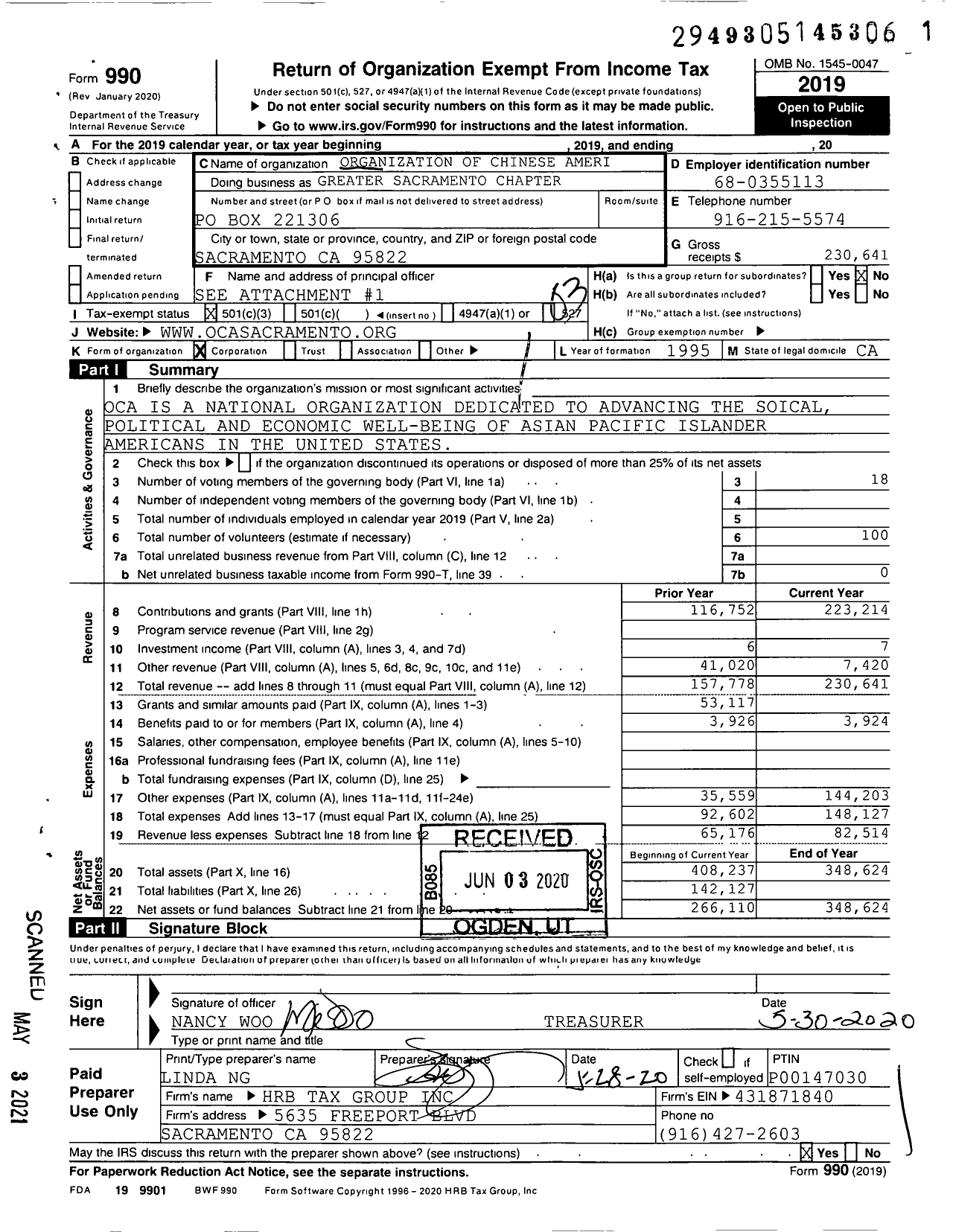 Image of first page of 2019 Form 990 for Greater Sacramento Chapter