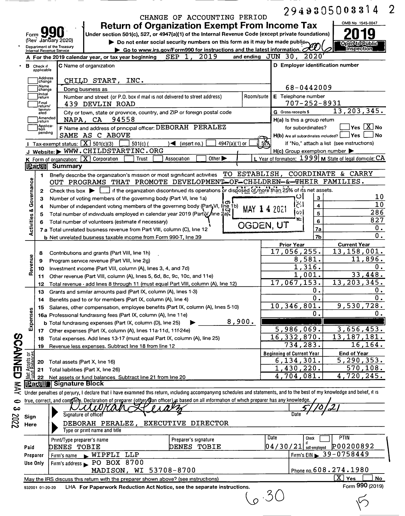 Image of first page of 2019 Form 990 for Child Start