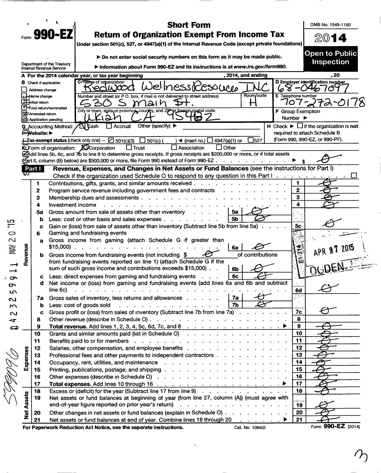 Image of first page of 2014 Form 990EZ for Heart-Centered Revolutions