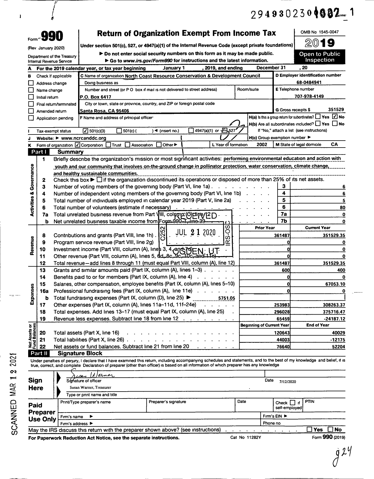 Image of first page of 2019 Form 990 for Conservation Works