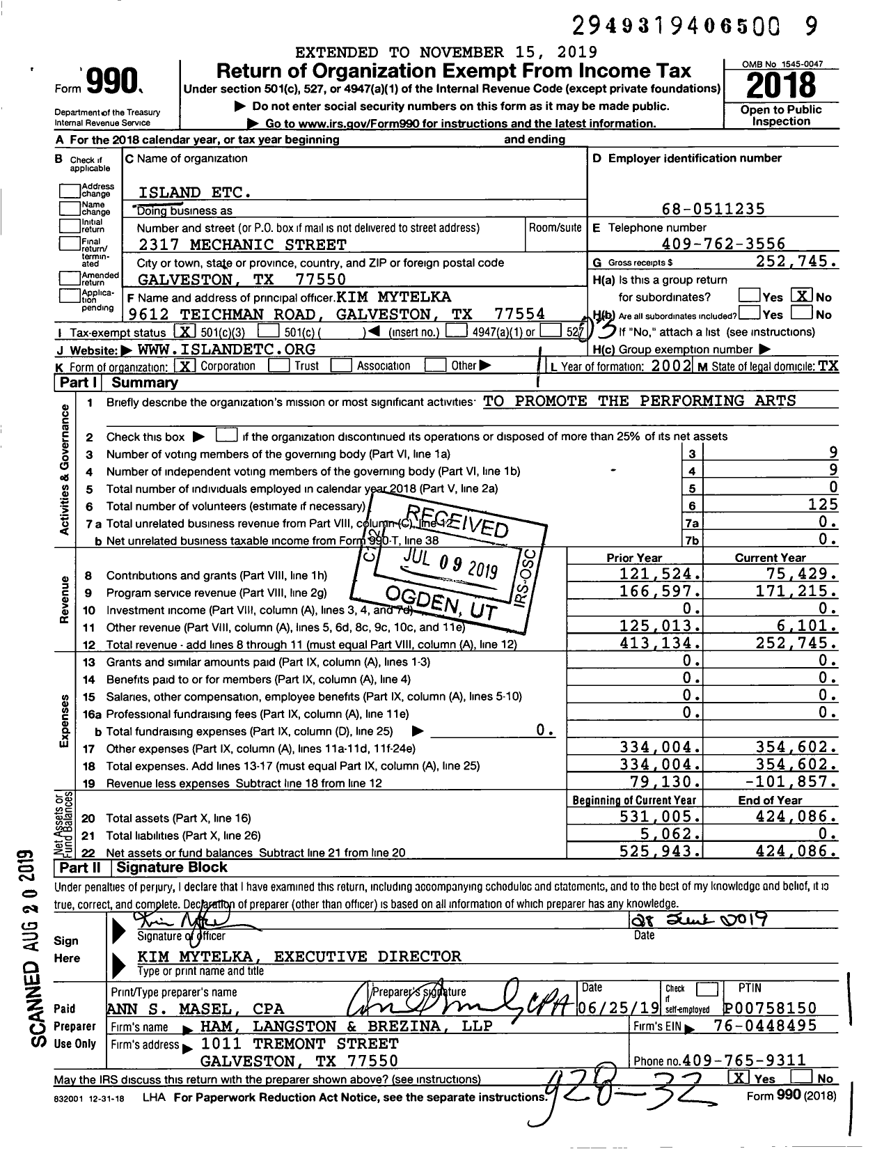 Image of first page of 2018 Form 990 for Island Etc