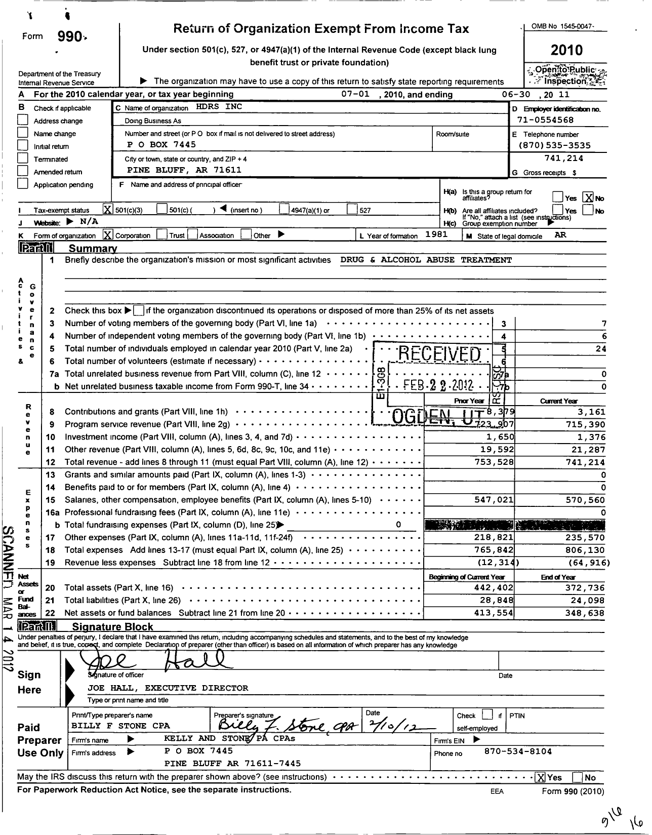 Image of first page of 2010 Form 990 for Human Development and Research Services