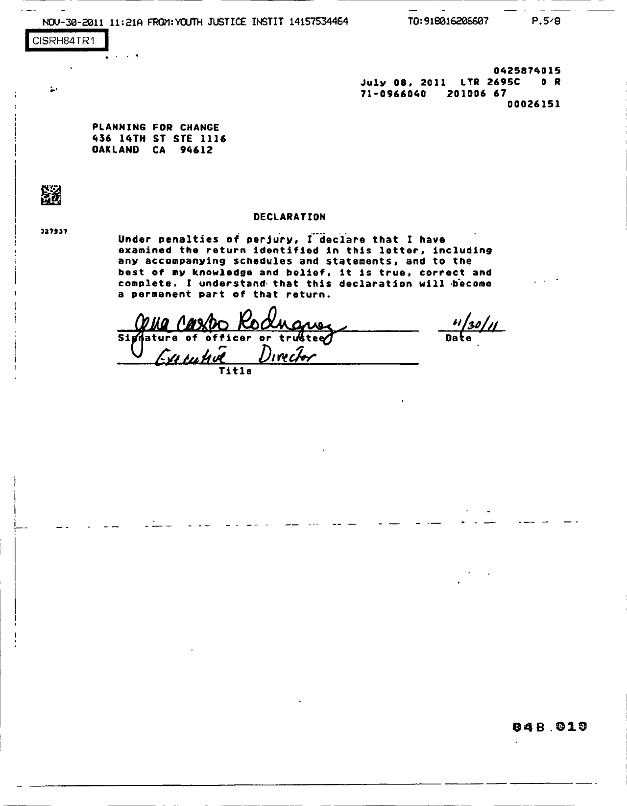 Image of first page of 2009 Form 990ER for Youth Justice Institute