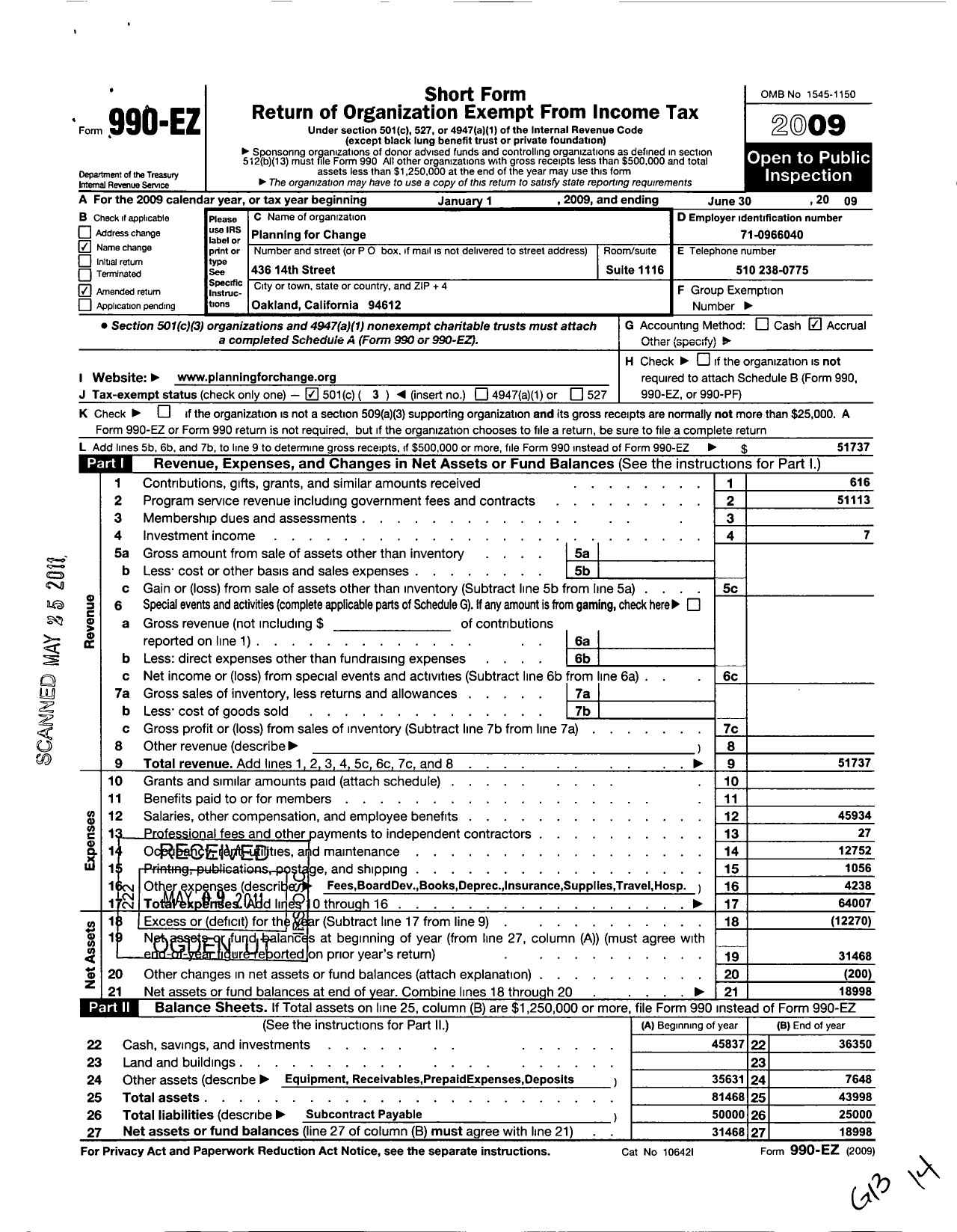 Image of first page of 2008 Form 990EZ for Youth Justice Institute