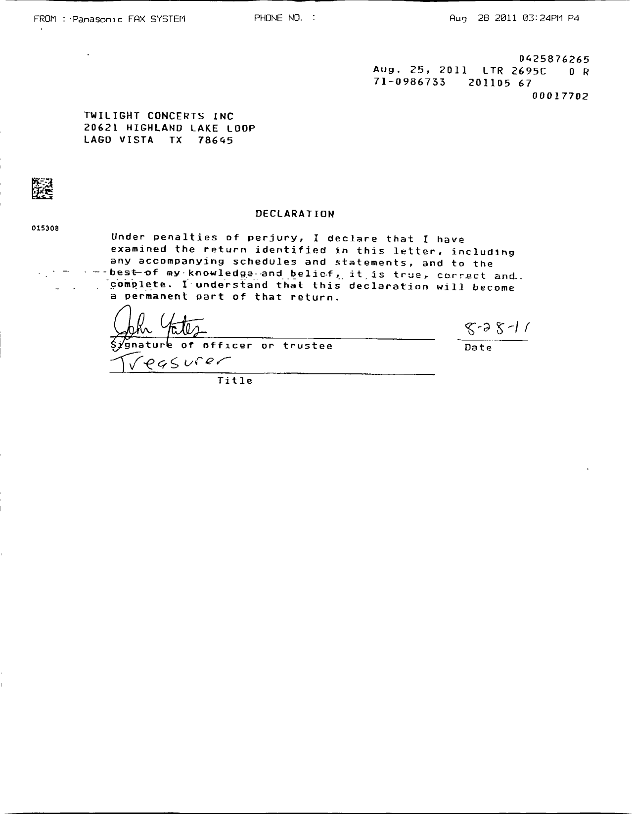 Image of first page of 2010 Form 990ER for Twilight Concerts