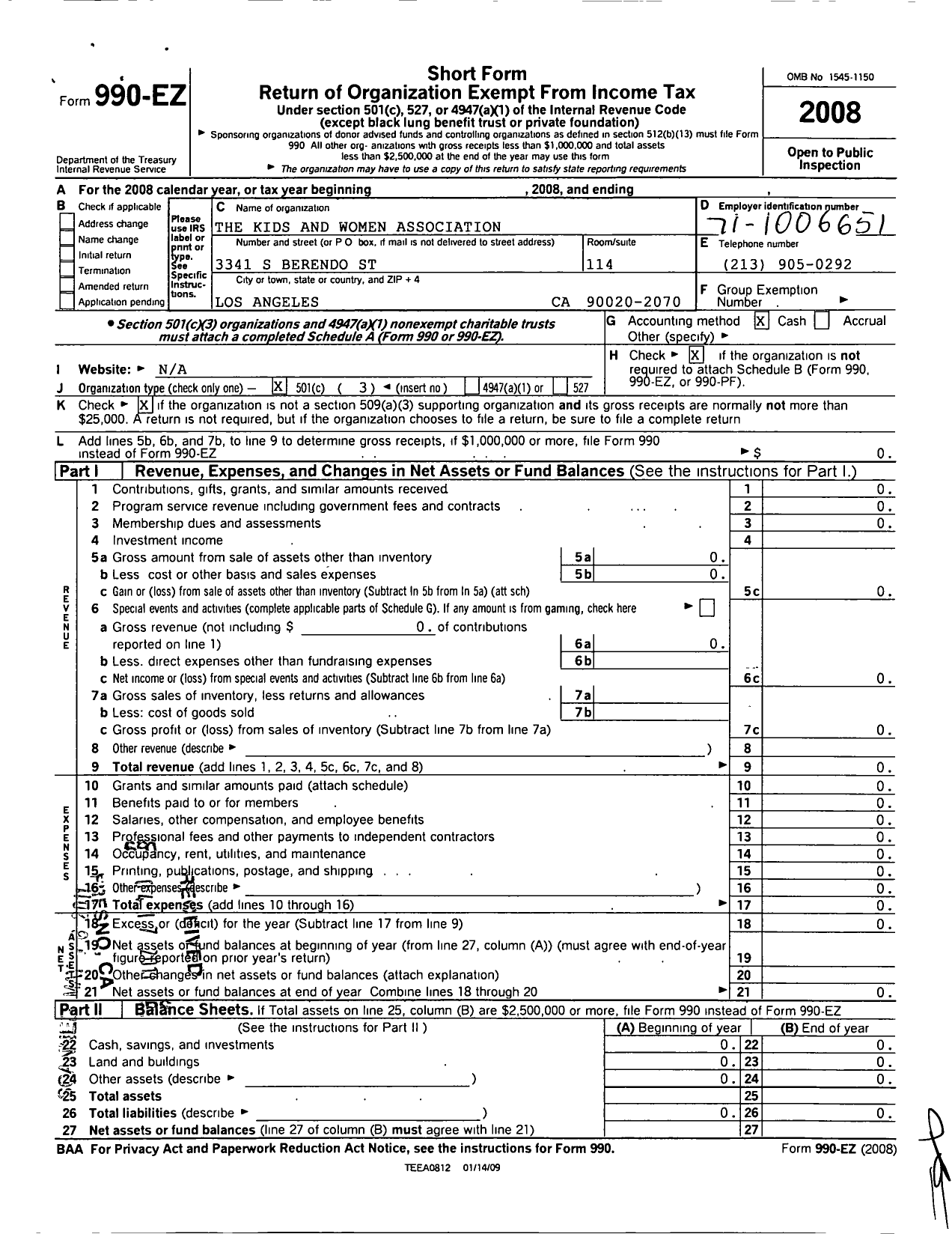 Image of first page of 2008 Form 990EZ for Family Bridge Foundation