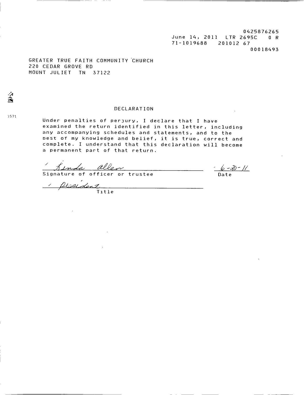 Image of first page of 2010 Form 990EOR for Greater True Faith Community Church