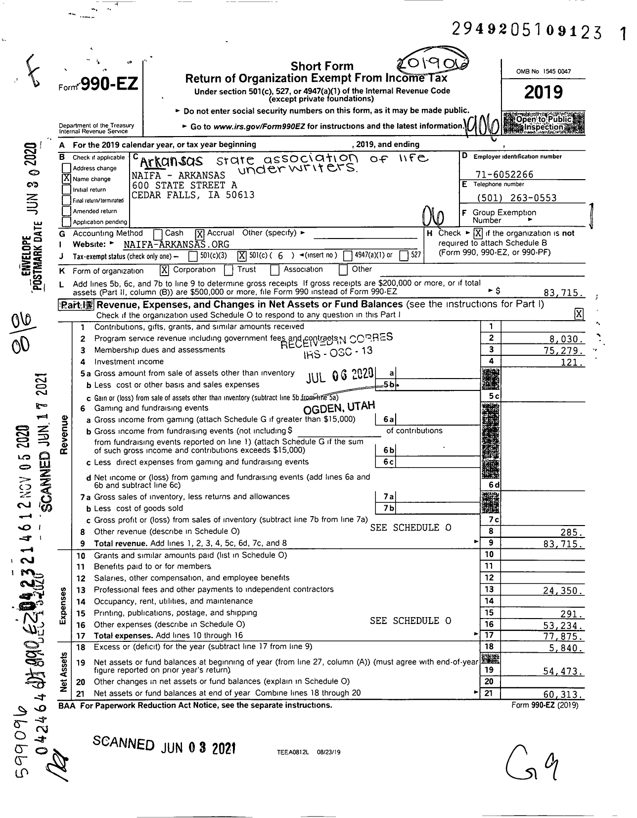 Image of first page of 2018 Form 990EO for Naifa-Arkansas