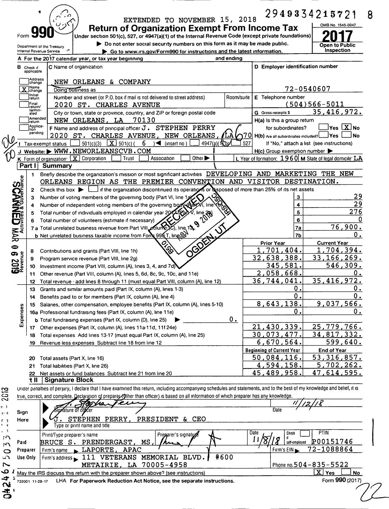 Image of first page of 2017 Form 990O for New Orleans and Company